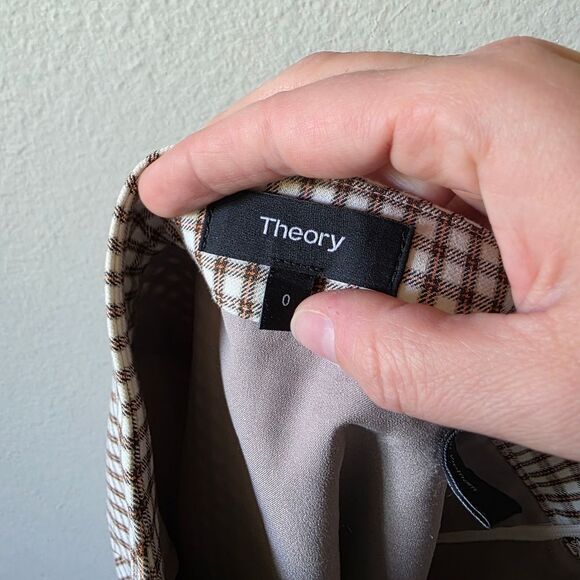 Theory Pin Dot A Line Creme Mini Skirt Size 0 - Picture 4 of 8